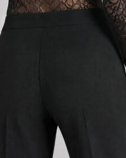 Pantalon de tailleur ajusté en laine mélangée noir