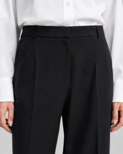 Pantalon de tailleur droit en laine mélangée noir