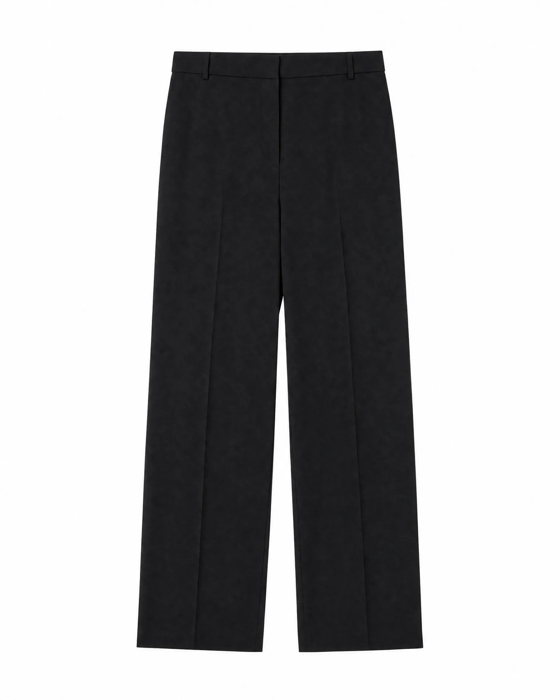 Pantalon de tailleur droit en laine mélangée noir