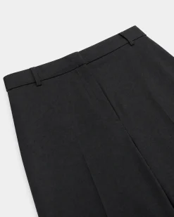 Pantalon de tailleur droit en laine mélangée noir