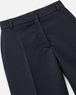 Pantalon de tailleur droit en laine marine