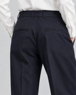 Pantalon de tailleur droit en laine marine