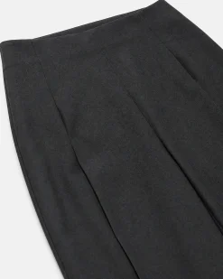 Pantalon de tailleur droit en laine mélangée noir