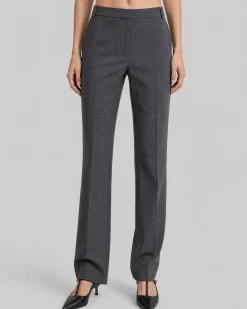 Pantalon de tailleur flare en laine mélangée gris