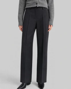 Pantalon de tailleur large en laine noir