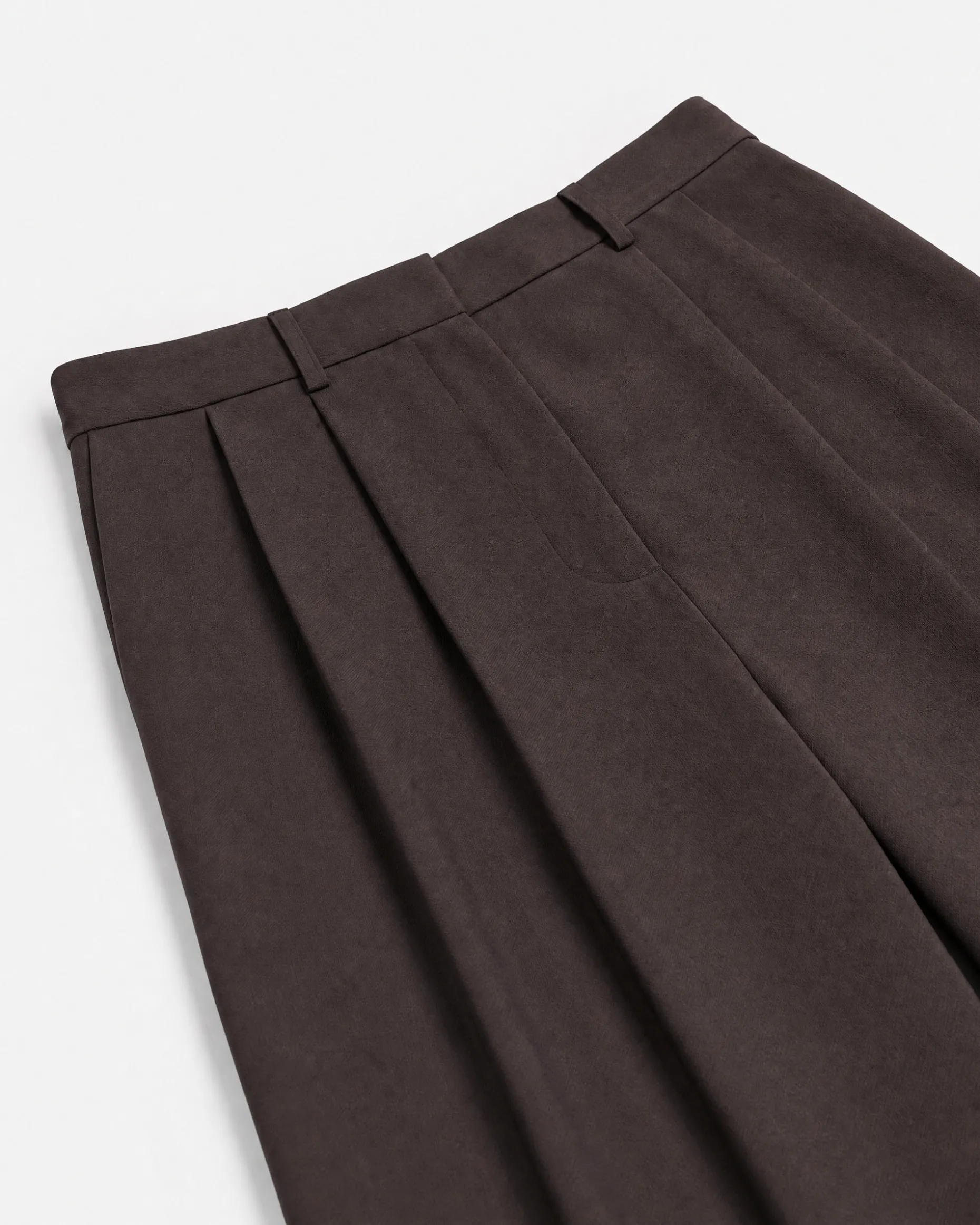Pantalon de tailleur large en laine marron