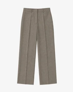 Pantalon de tailleur large en laine beige