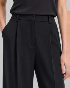 Pantalon de tailleur large en laine noir