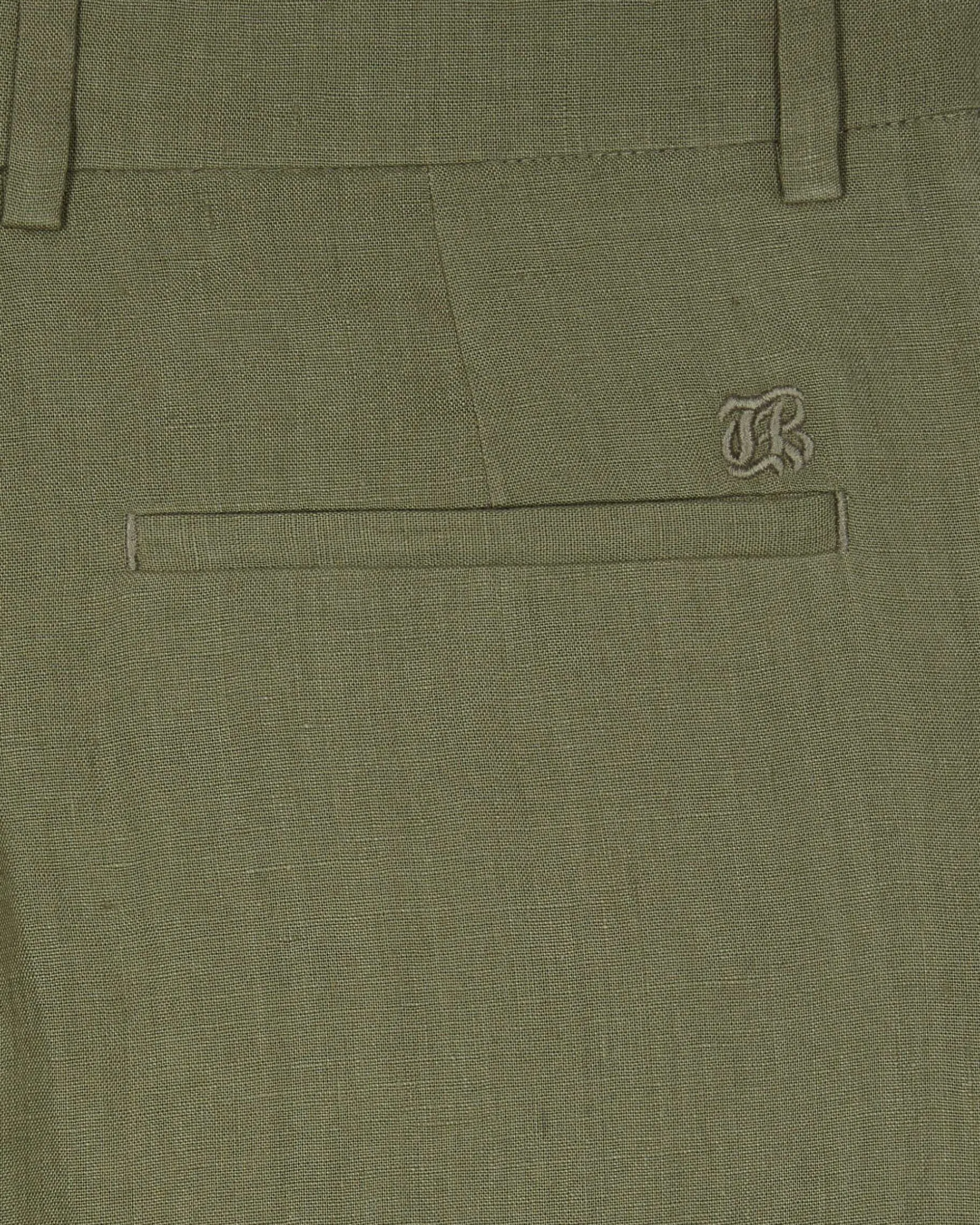 Pantalon de tailleur large en lin kaki