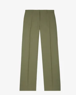 Pantalon de tailleur large en lin kaki