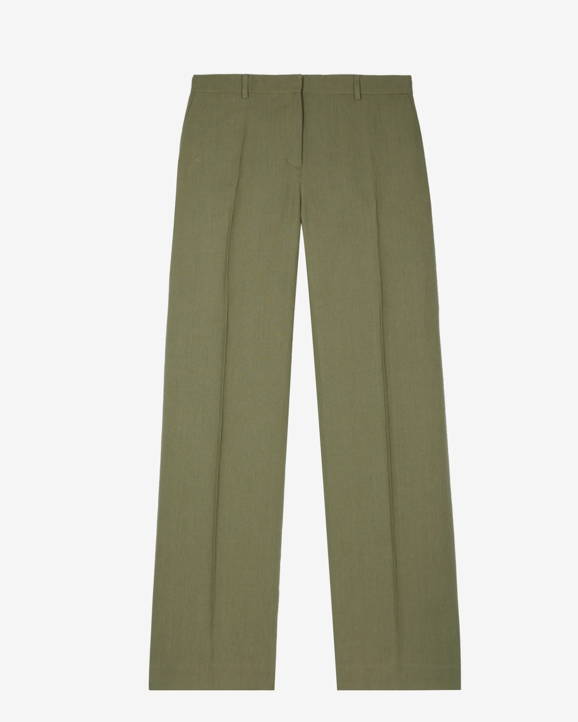 Pantalon de tailleur large en lin kaki