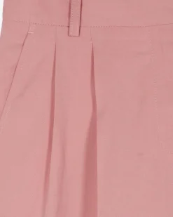 Pantalon de tailleur à pinces large en lin et coton rose pastel
