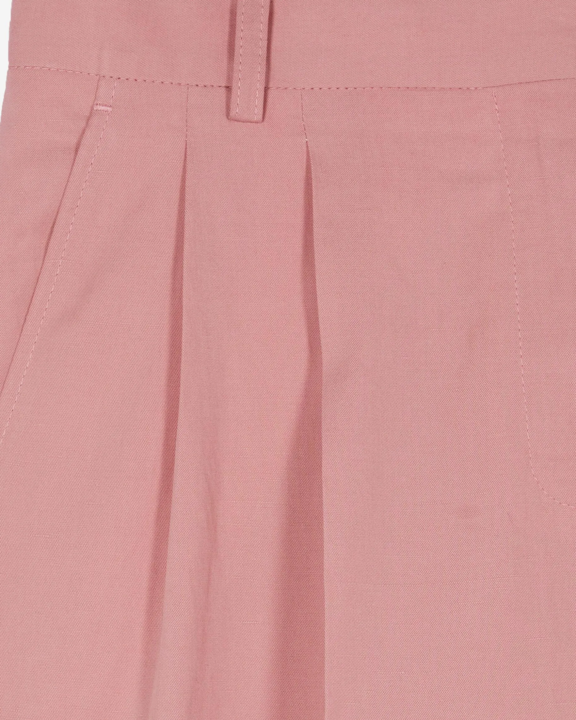 Pantalon de tailleur à pinces large en lin et coton rose pastel