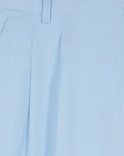 Pantalon de tailleur à pinces large en lin et coton bleu pastel
