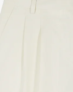 Pantalon de tailleur à pinces large en lin et coton écru