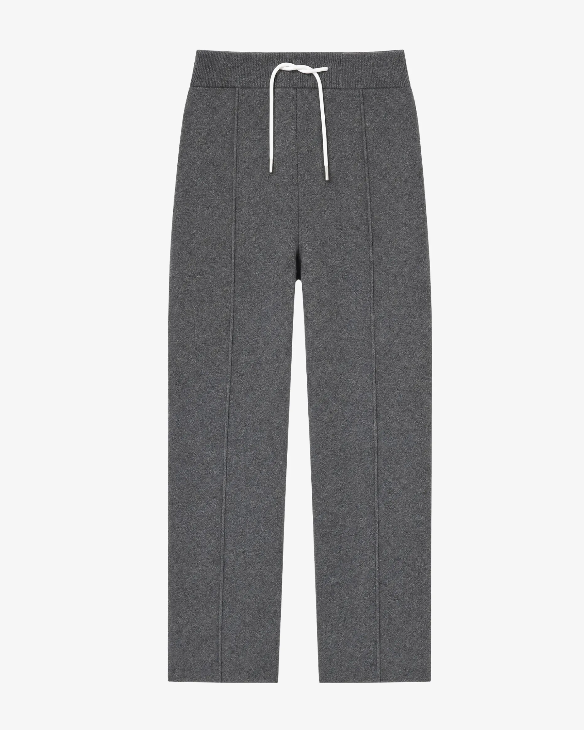 Pantalon droit en laine et cachemire gris
