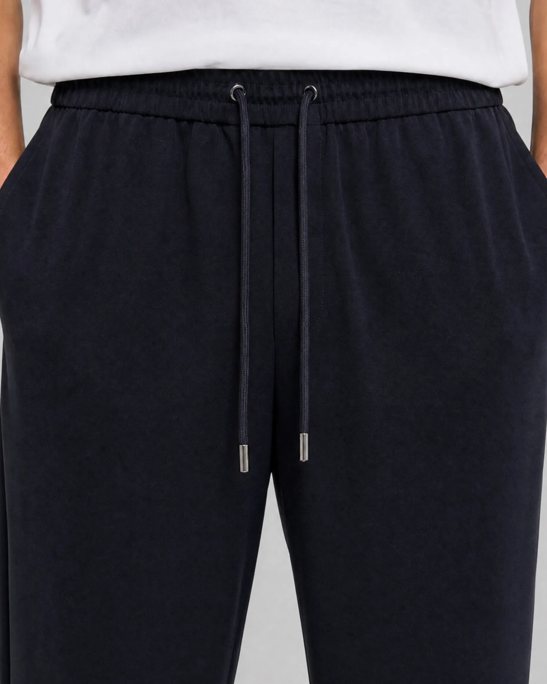 Pantalon droit en laine marine