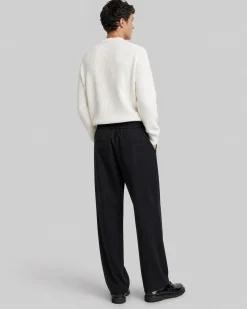 Pantalon droit en laine noir