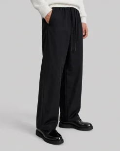 Pantalon droit en laine noir