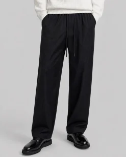 Pantalon droit en laine noir