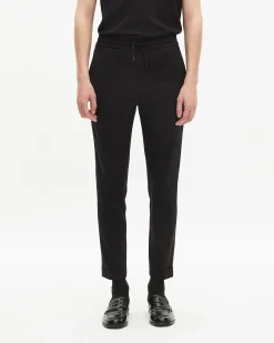 Pantalon en laine coupe droite noir