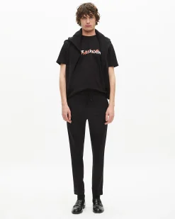 Pantalon en laine coupe droite noir