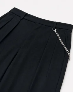 Pantalon en laine coupe large noir
