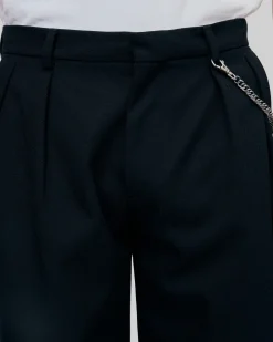 Pantalon en laine coupe large noir