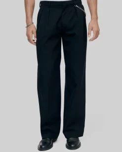 Pantalon en laine coupe large noir
