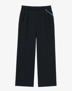 Pantalon en laine coupe large noir