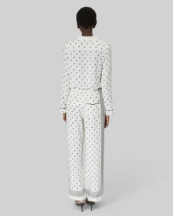 Pantalon fluide droit imprimé bandana écru