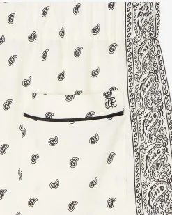Pantalon fluide droit imprimé bandana écru