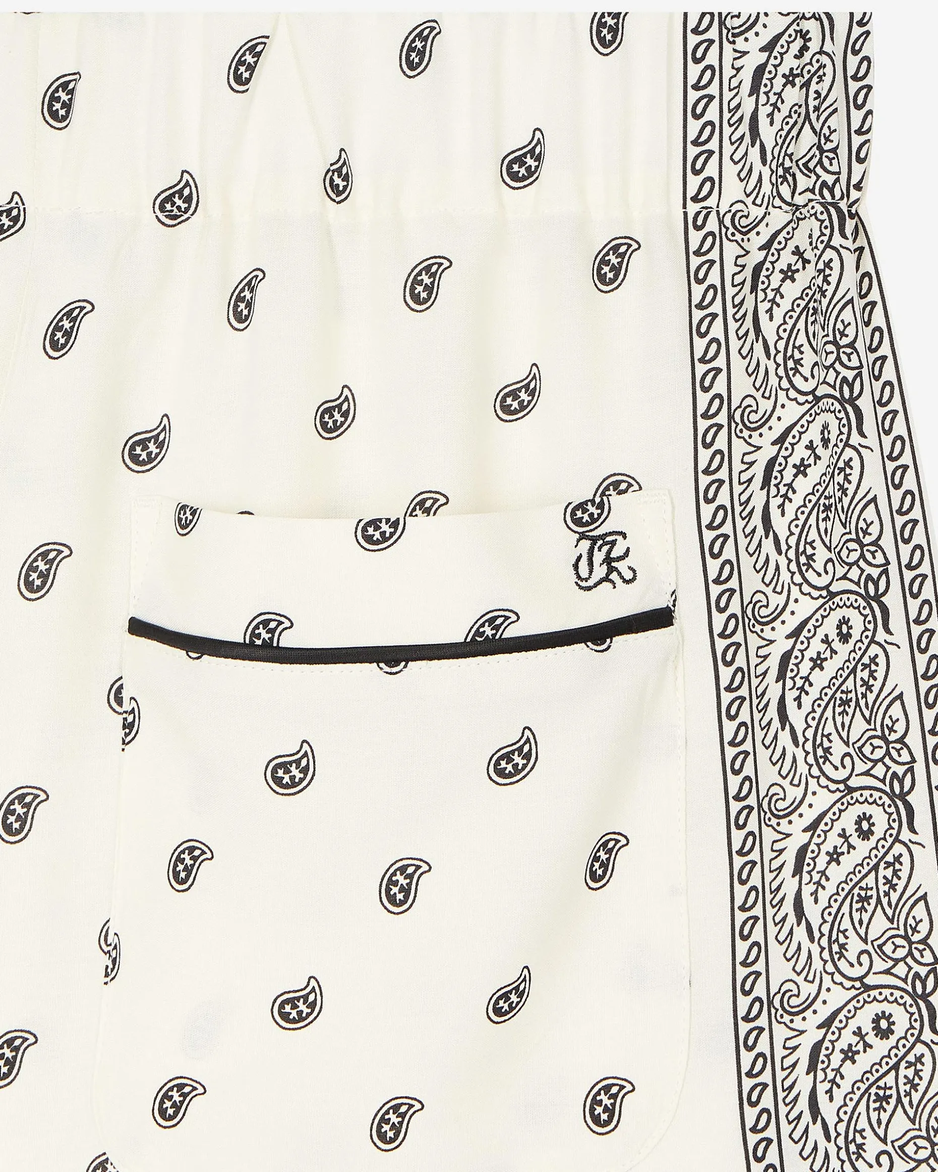 Pantalon fluide droit imprimé bandana écru