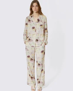 Pantalon fluide droit imprimé fleuri