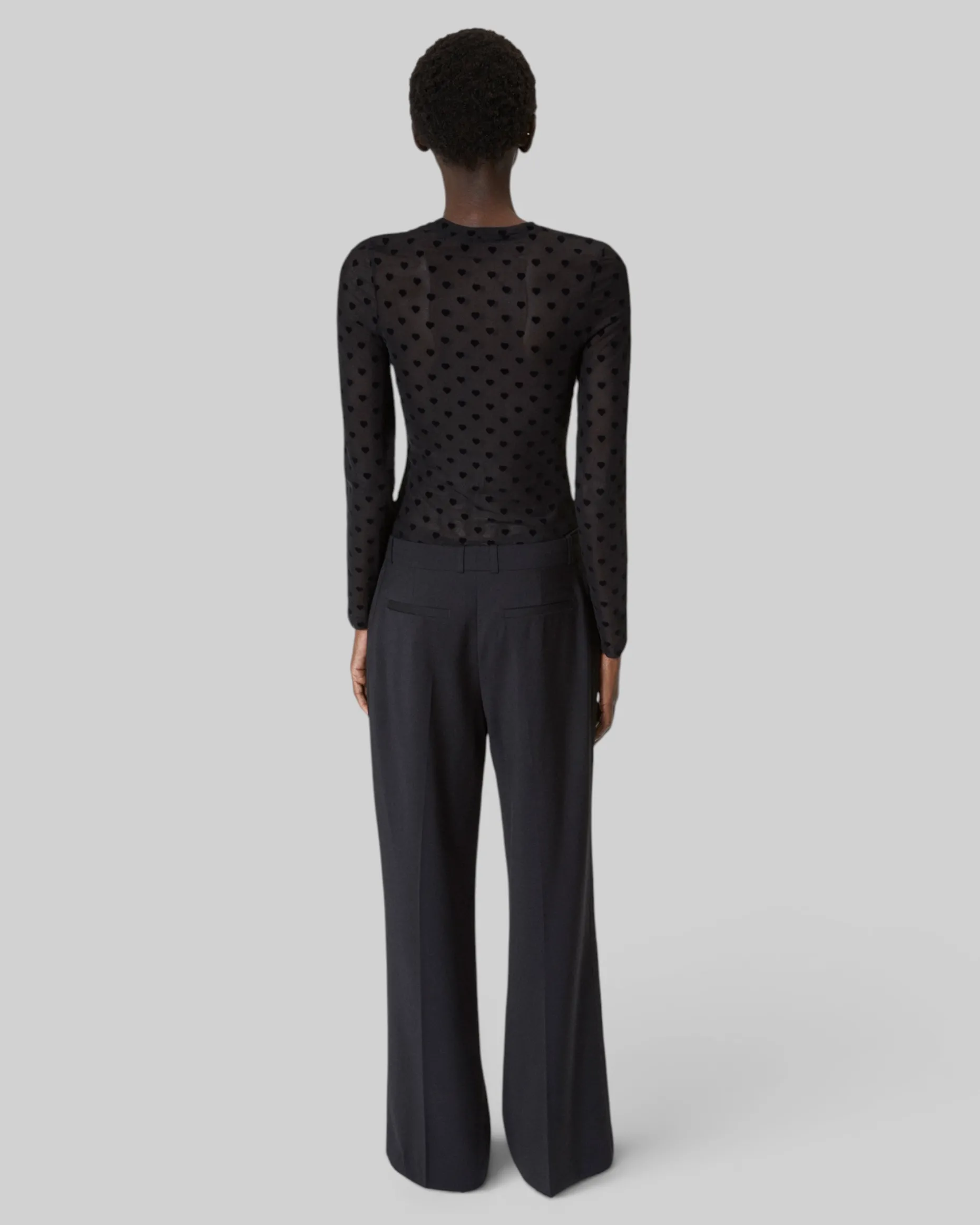 Pantalon large avec bande en laine noir
