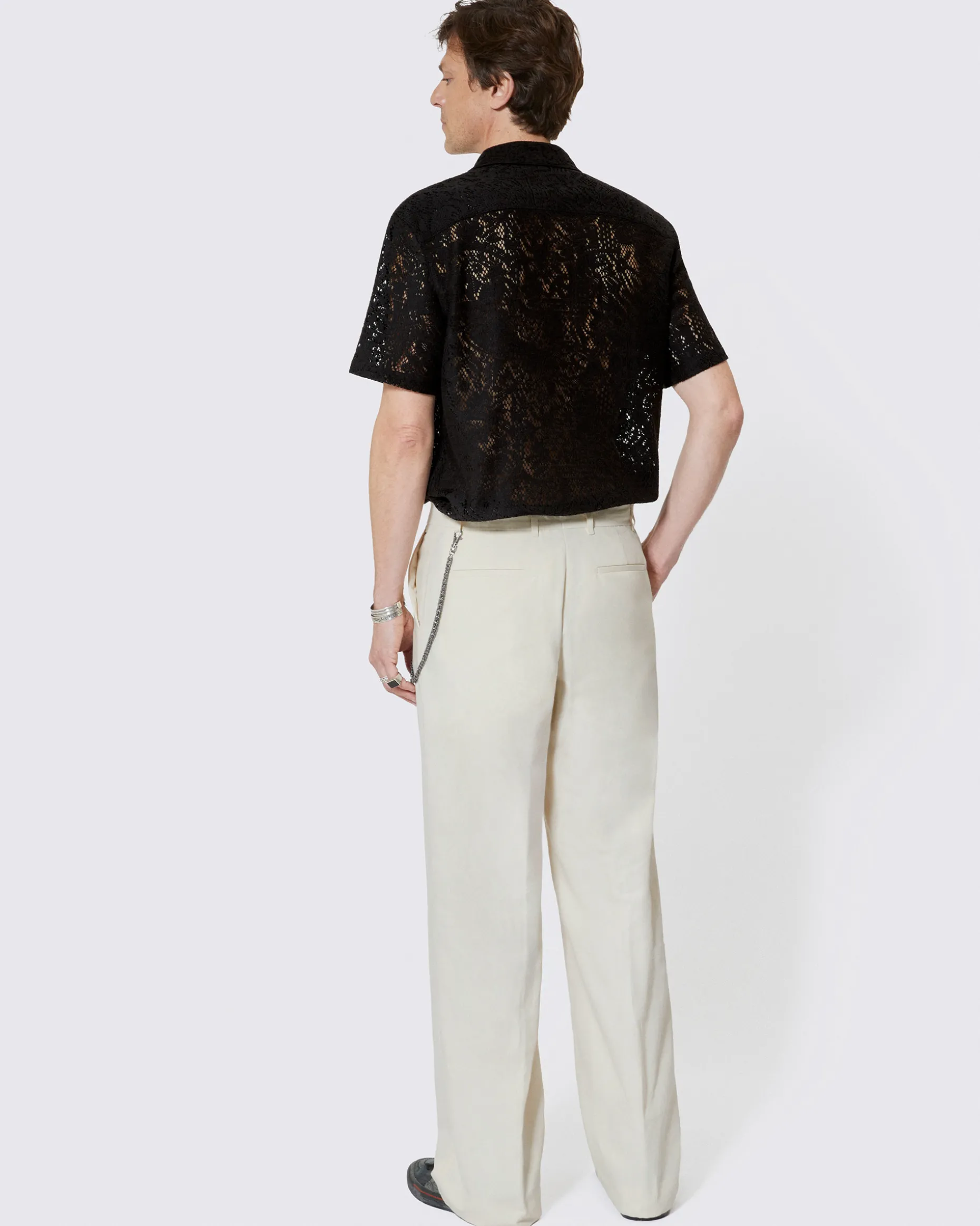 Pantalon large à chaîne beige
