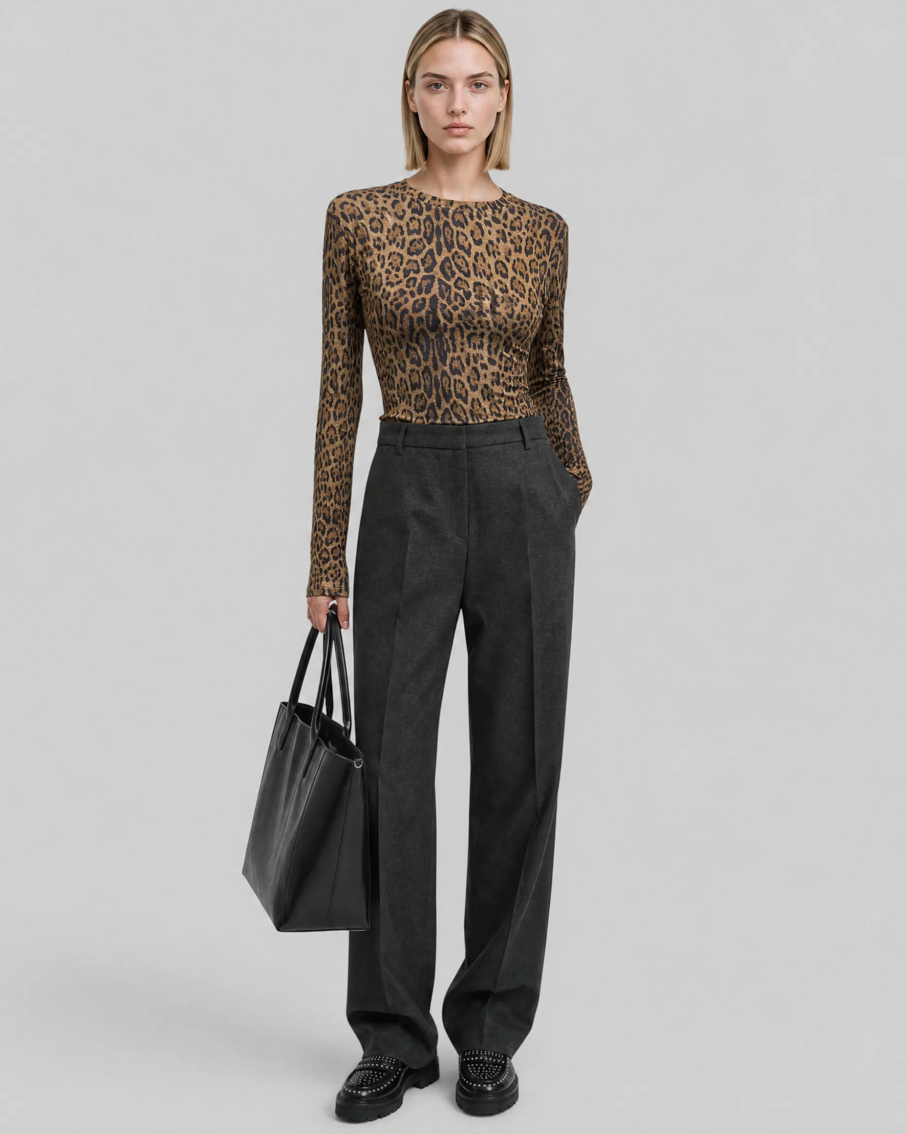 Pantalon large en flanelle gris