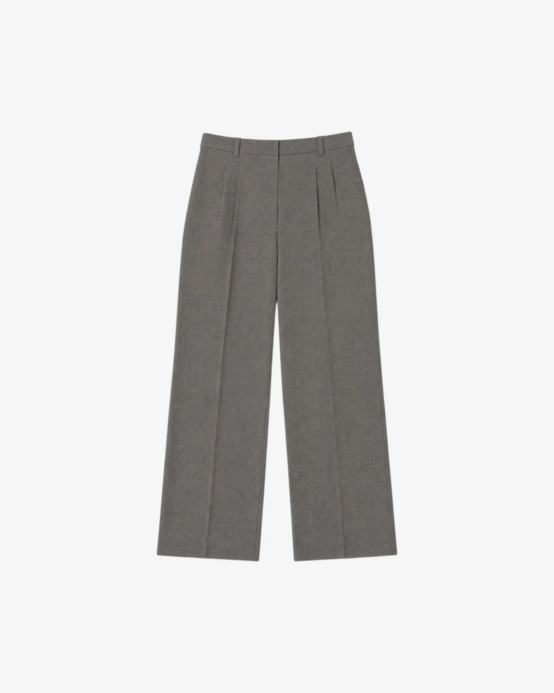 Pantalon large en laine mélangée beige