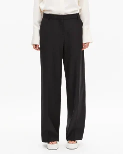 Pantalon large en laine noir