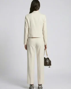 Pantalon large en lin et coton beige