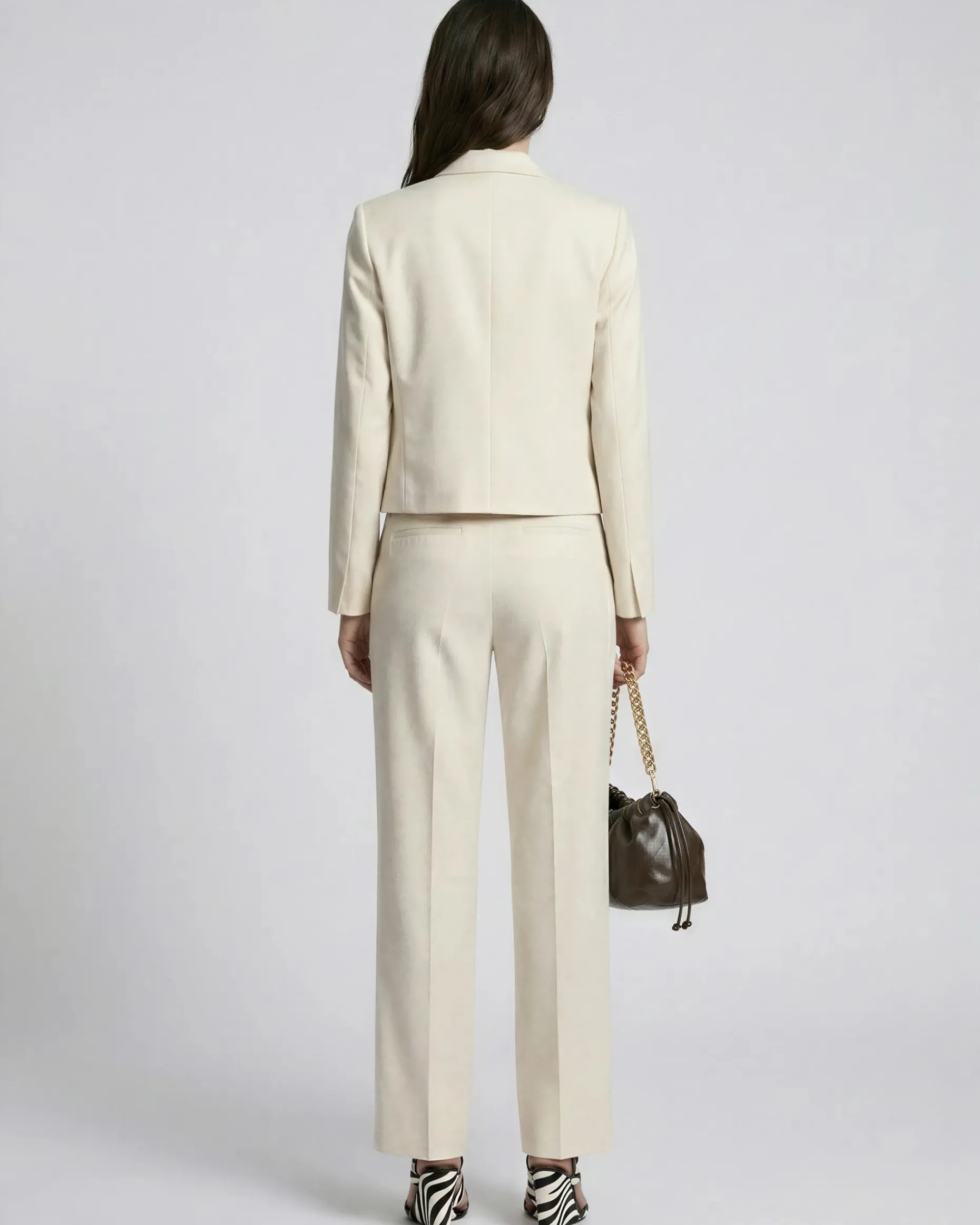 Pantalon large en lin et coton beige