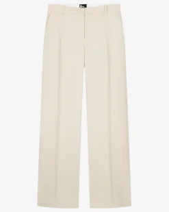 Pantalon large en lin et coton beige