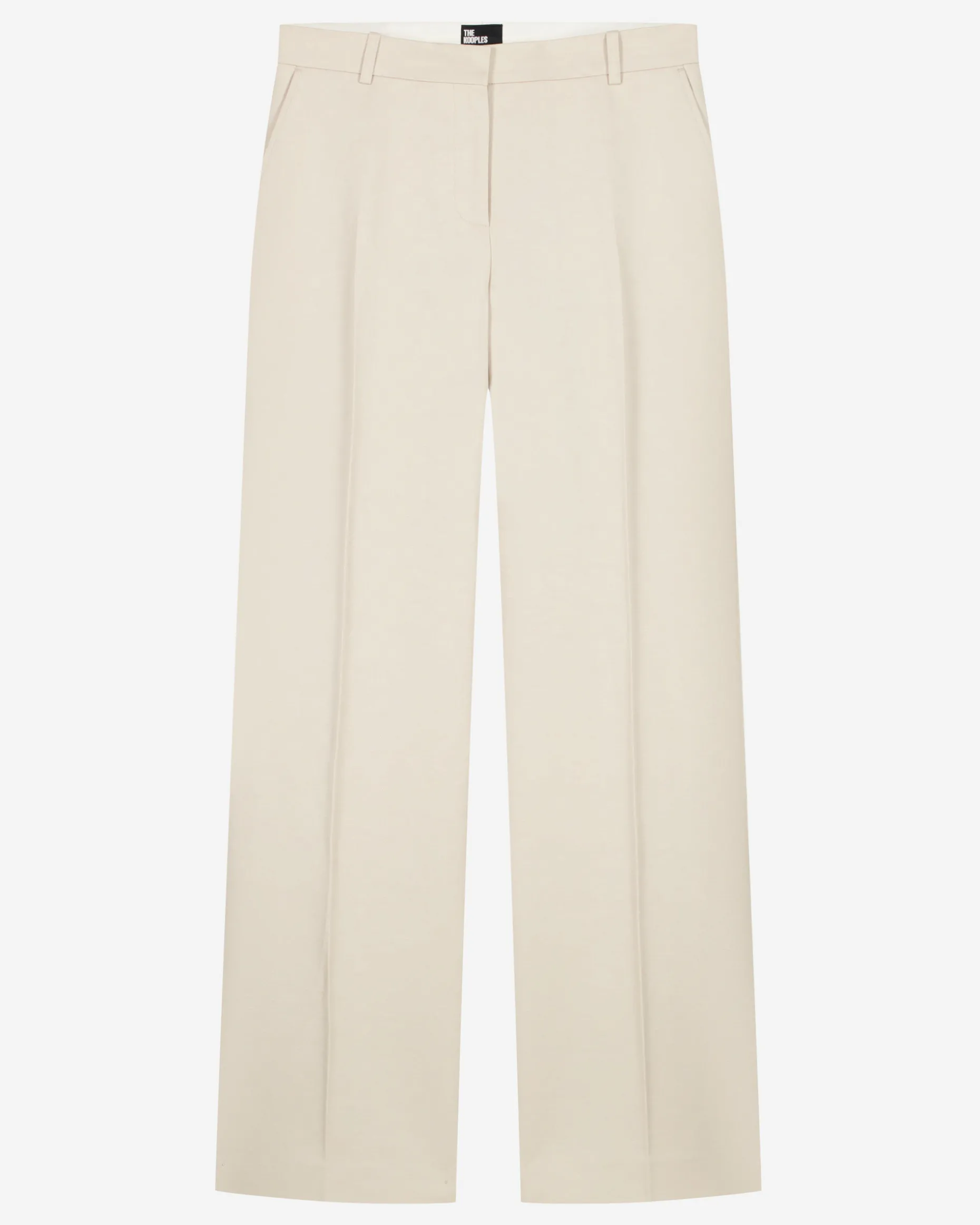 Pantalon large en lin et coton beige