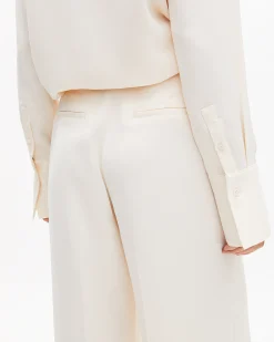 Pantalon large en satin écru