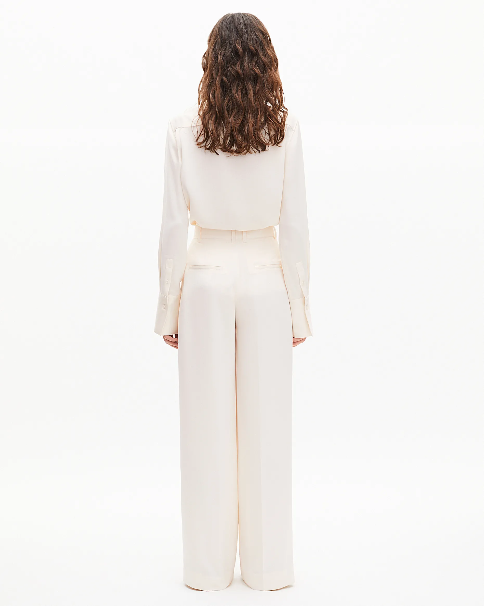 Pantalon large en satin écru
