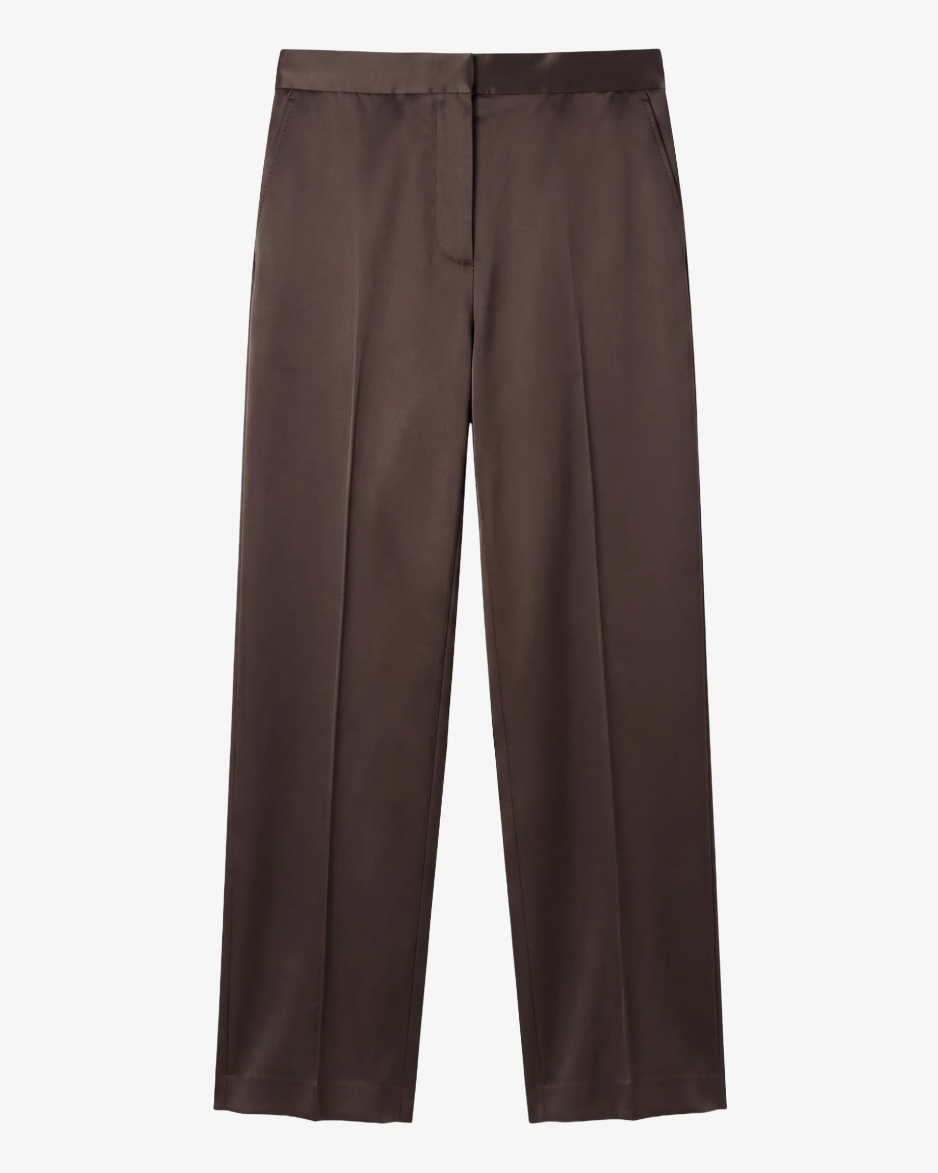 Pantalon large en satin marron
