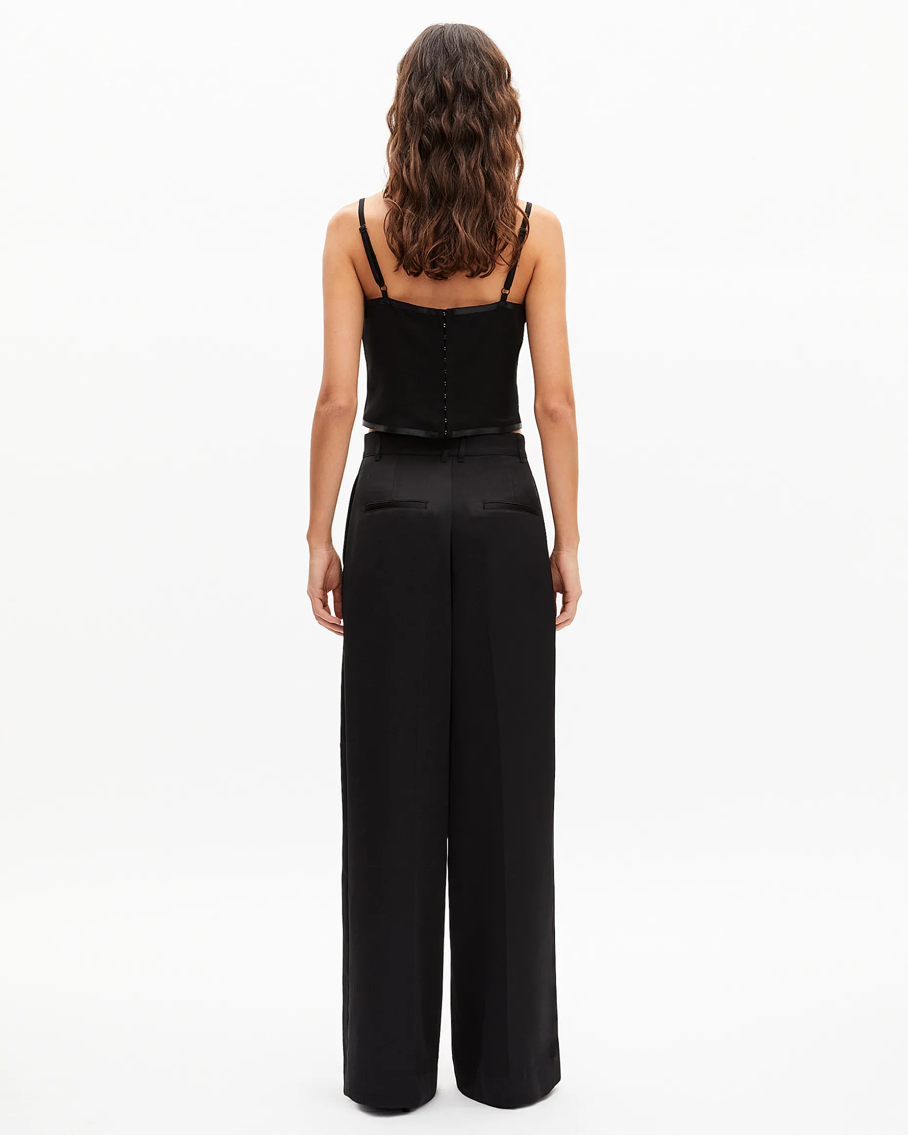 Pantalon large en satin noir
