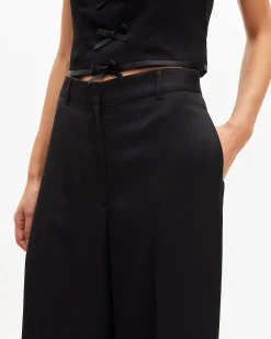 Pantalon large en satin noir
