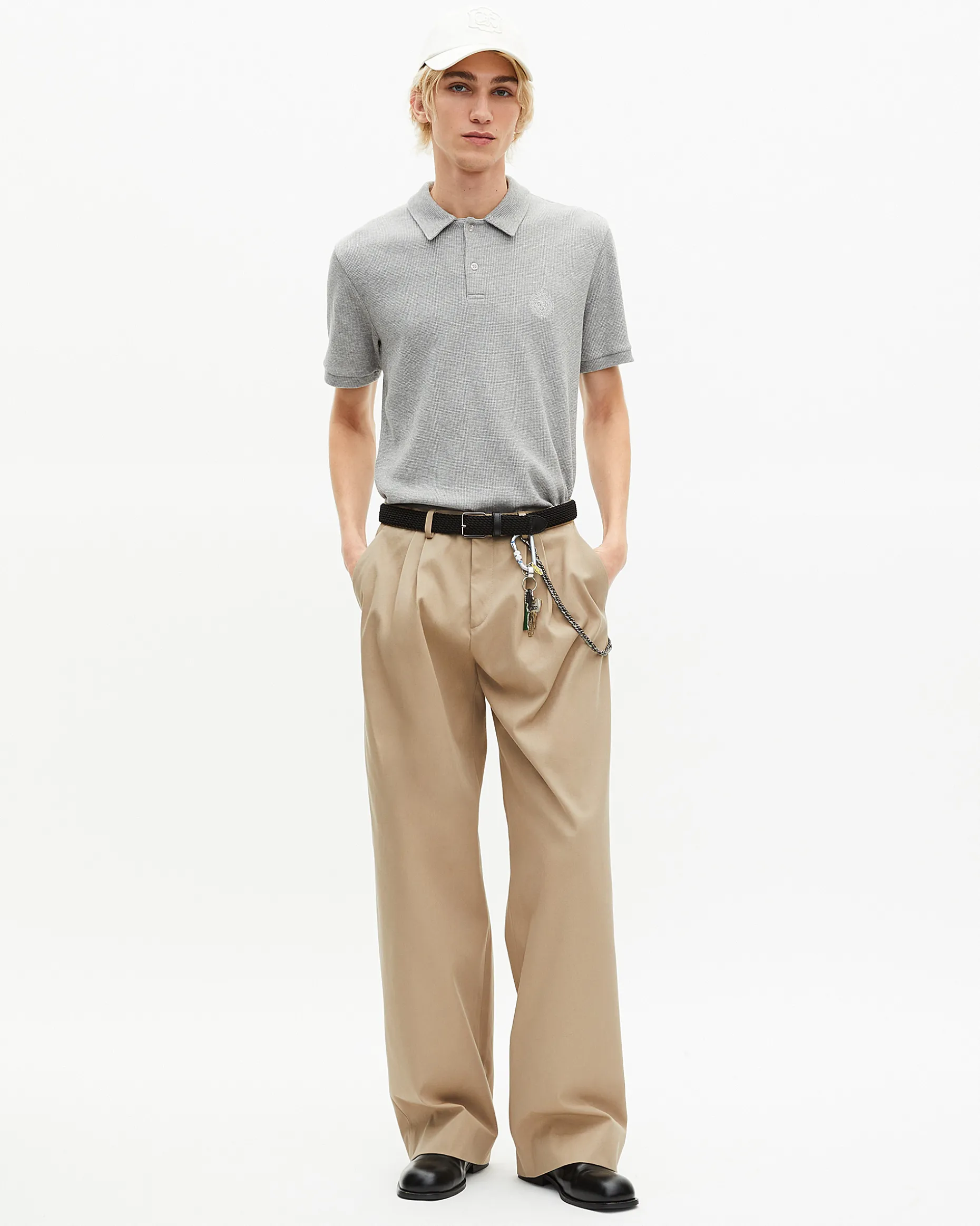 Pantalon à pinces coupe large beige