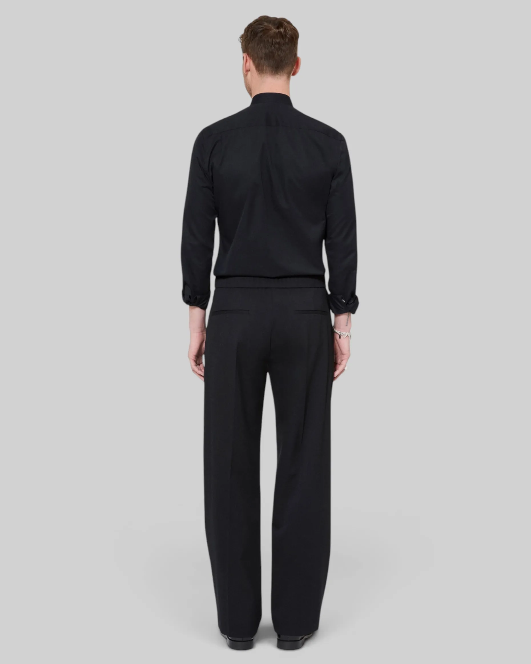 Pantalon semi élastiqué coupe large noir